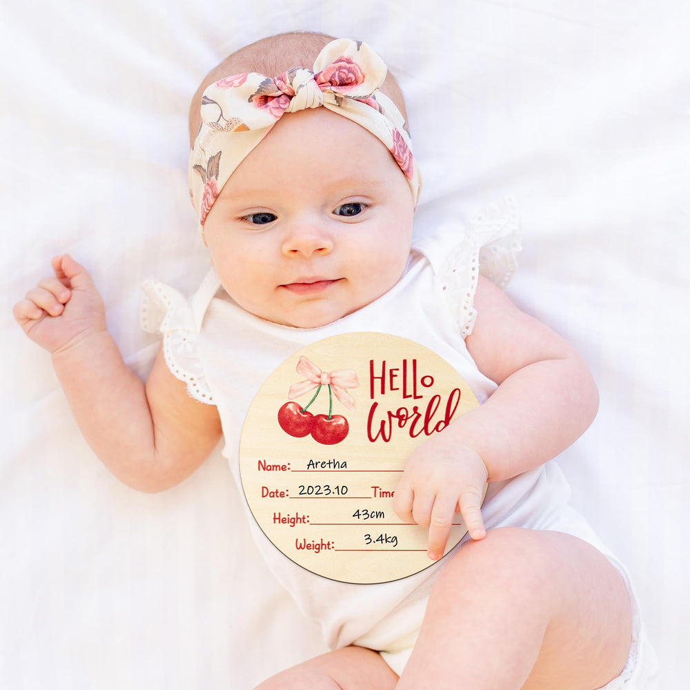 R HORSE Cherry Pink Bow design on the baby announcement sign