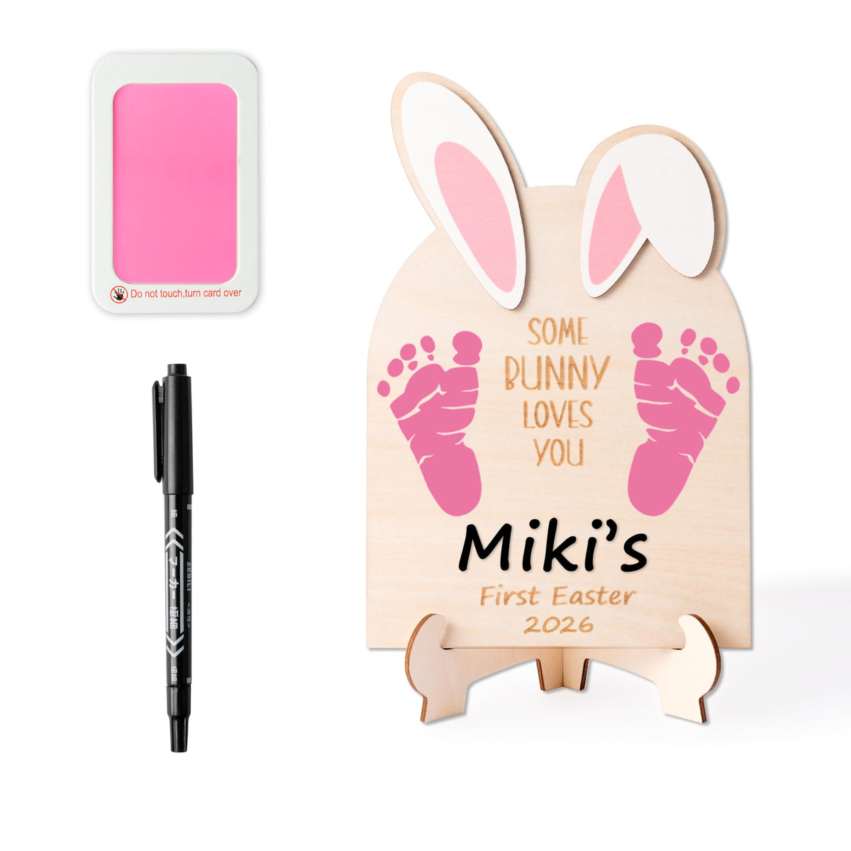 R HORSE baby DIY footprint sign with ink pad for Easter keepsakes