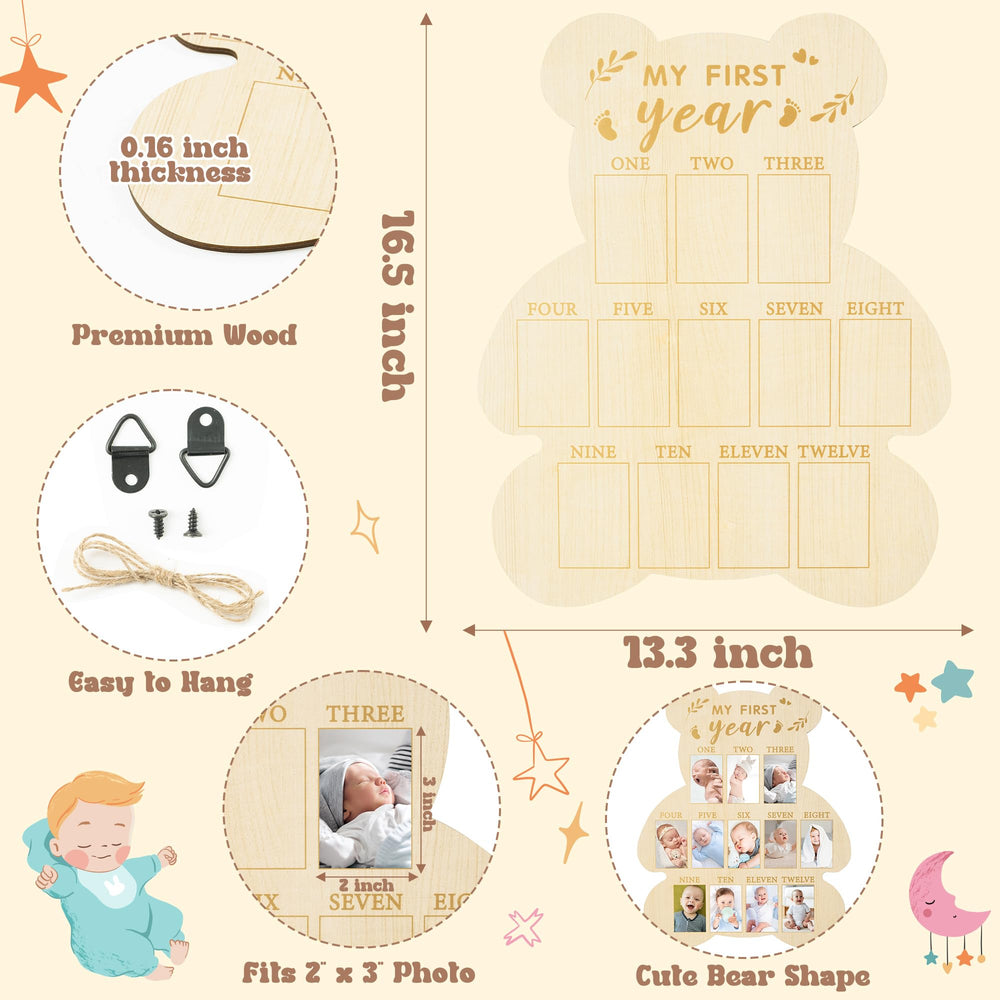 R HORSE baby photo display with twine and hooks ideal for hanging memories.