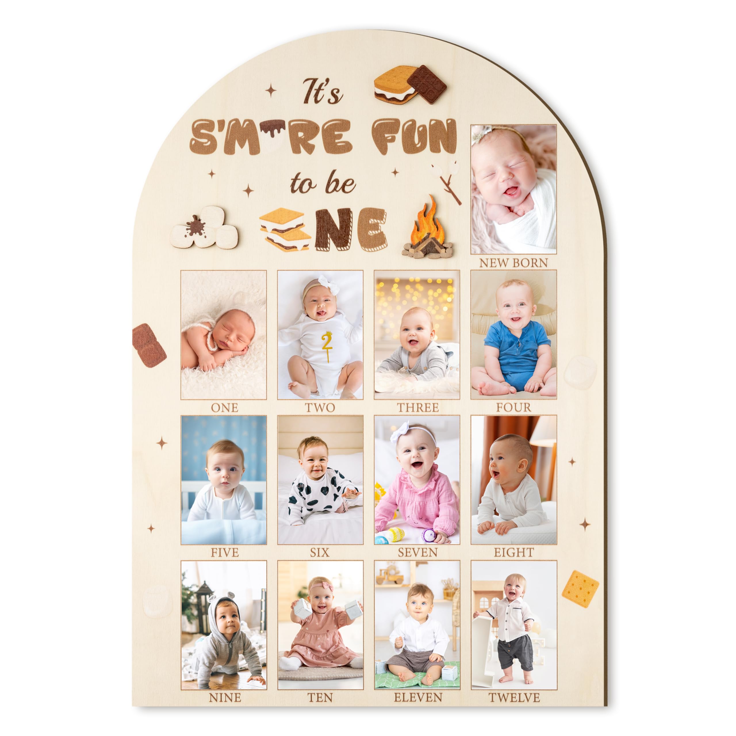 R HORSE first year photo display wood board front view in nursery setting