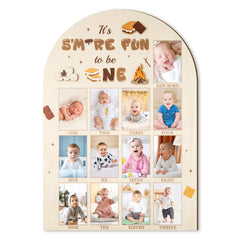 R HORSE first year photo display wood board front view in nursery setting