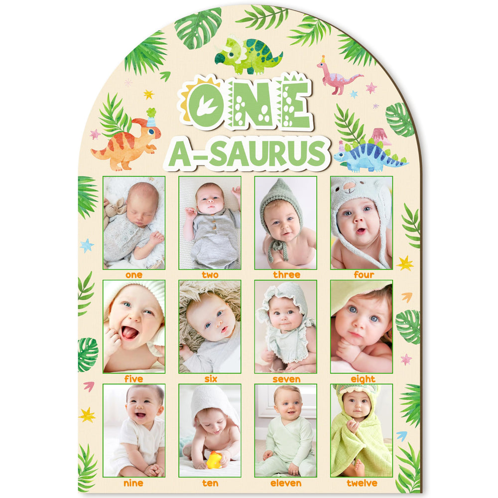 R HORSE first-year photo frame with 3D dinosaur, ideal for tracking monthly milestones.