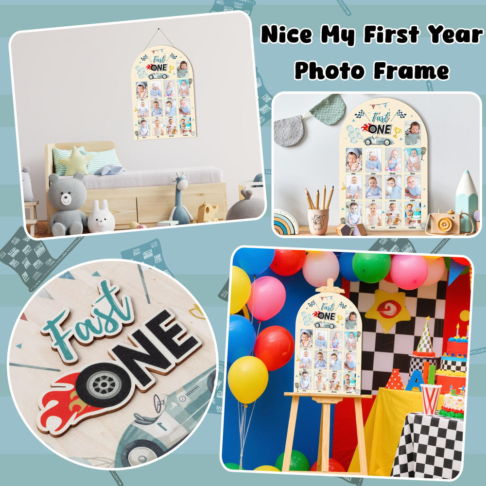 R HORSE neutral blue race car fits baby boy nursery.