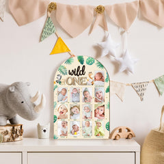 R HORSE 12-month milestone board preserves baby growth in a stylish keepsake.