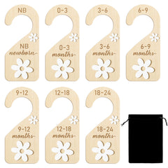 R HORSE wooden divider with a daisy front for organized baby outfits by age.