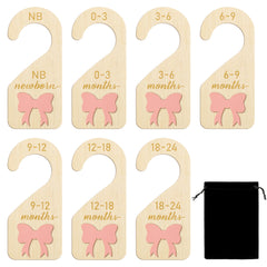 R HORSE wooden baby closet dividers with pink bow for tidy newborn wardrobe organization.