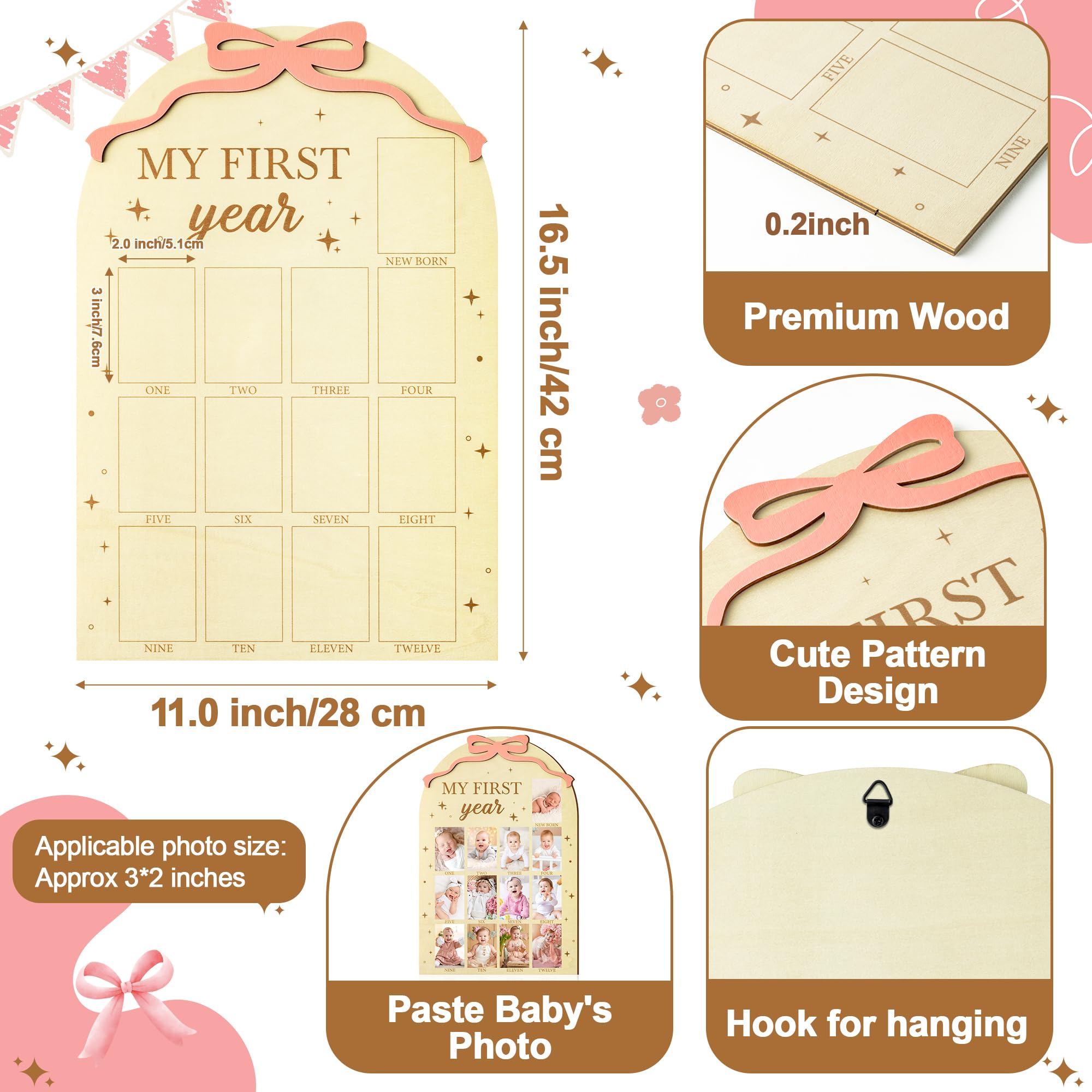 R HORSE wooden milestone board emphasizes 12 monthly memories