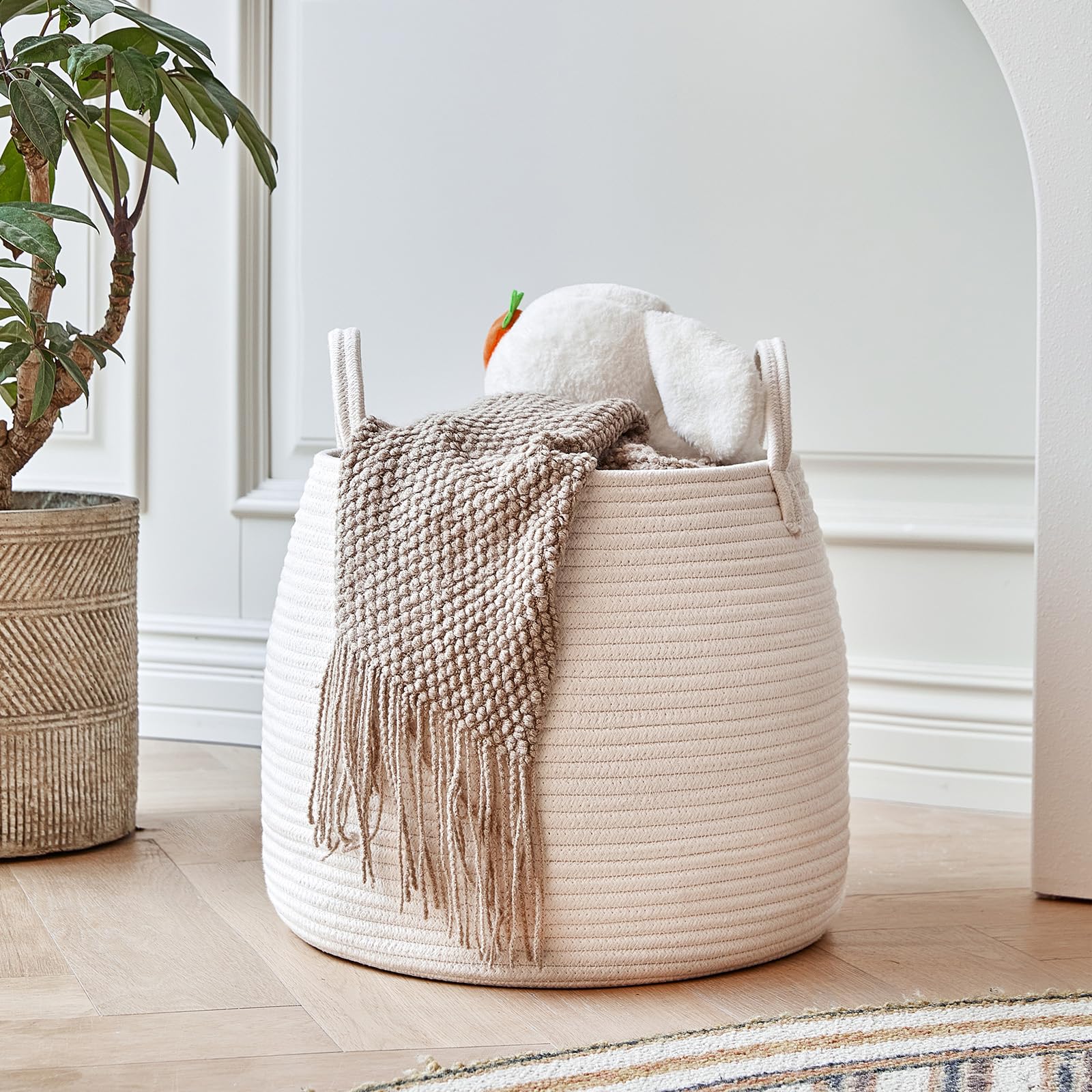 R RUNKA cotton rope basket serves as versatile storage for toys and laundry