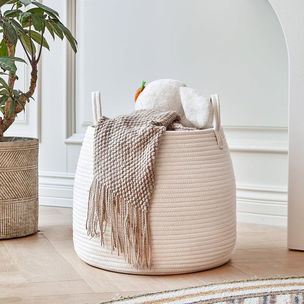R RUNKA cotton rope basket serves as versatile storage for toys and laundry