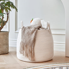R RUNKA cotton rope basket serves as versatile storage for toys and laundry