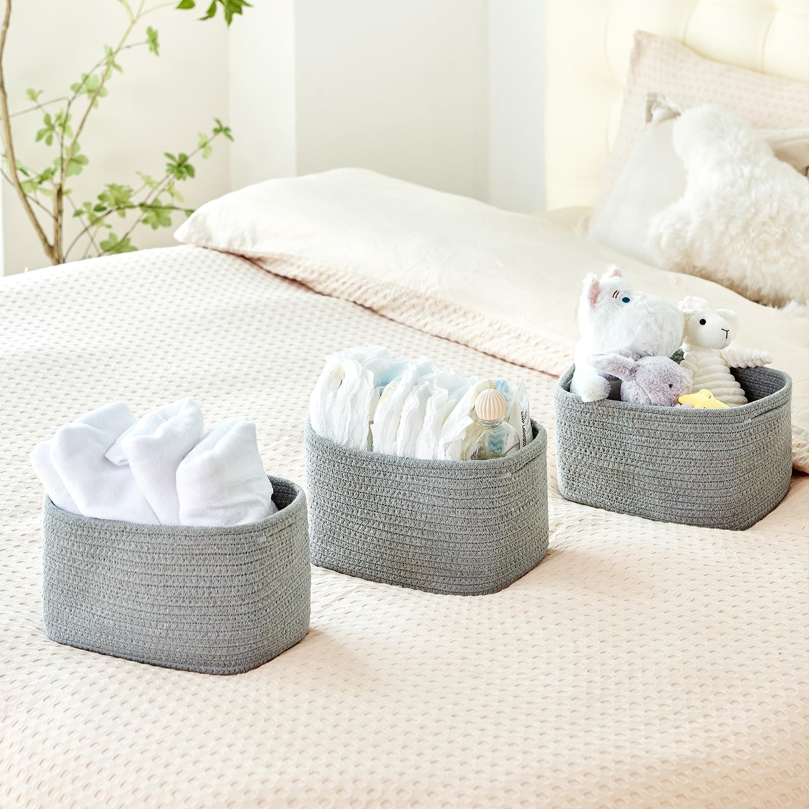R RUNKA basket texture in grey complements modern decor