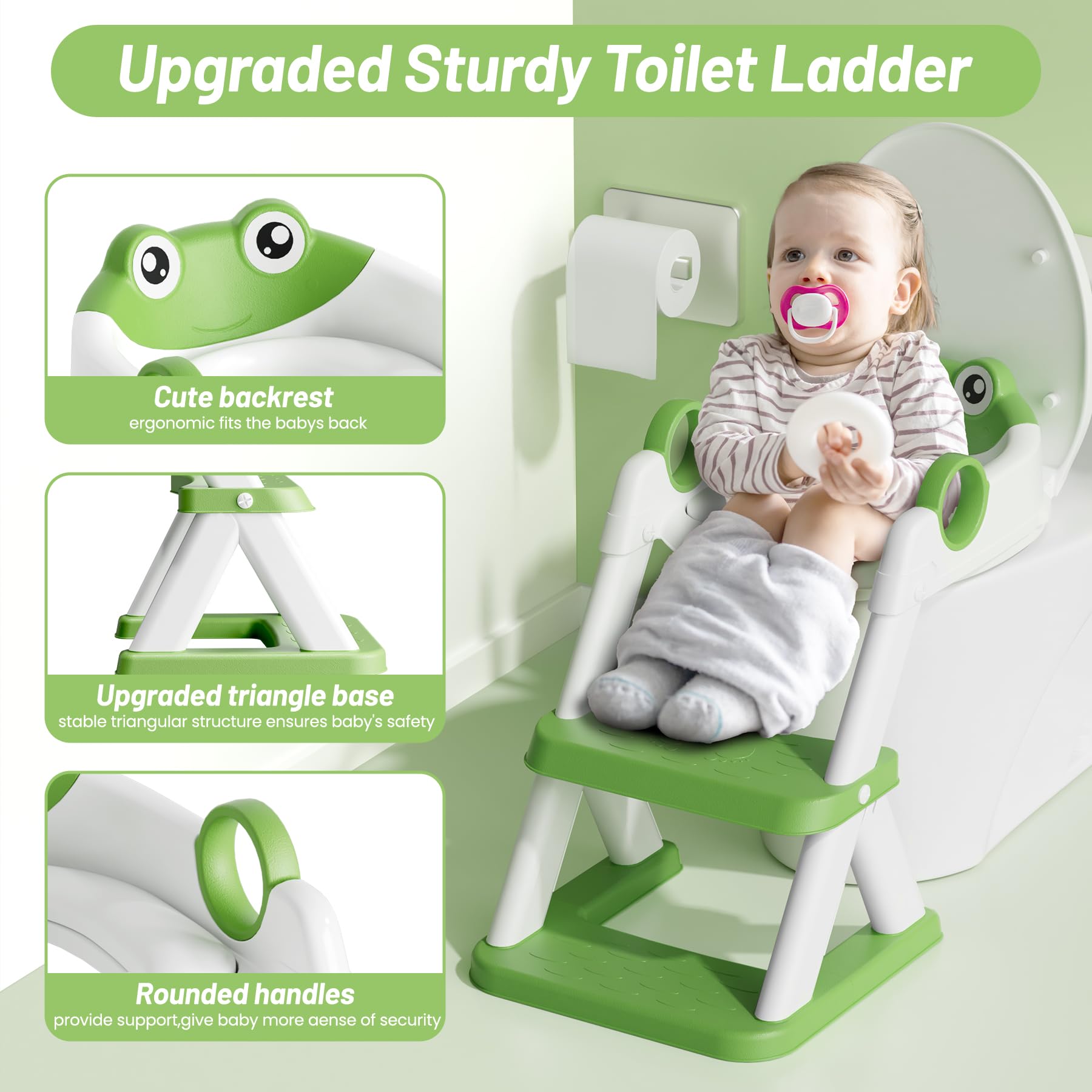 RABB 1ST Frog Potty Seat waterproof cushion for soft comfort.
