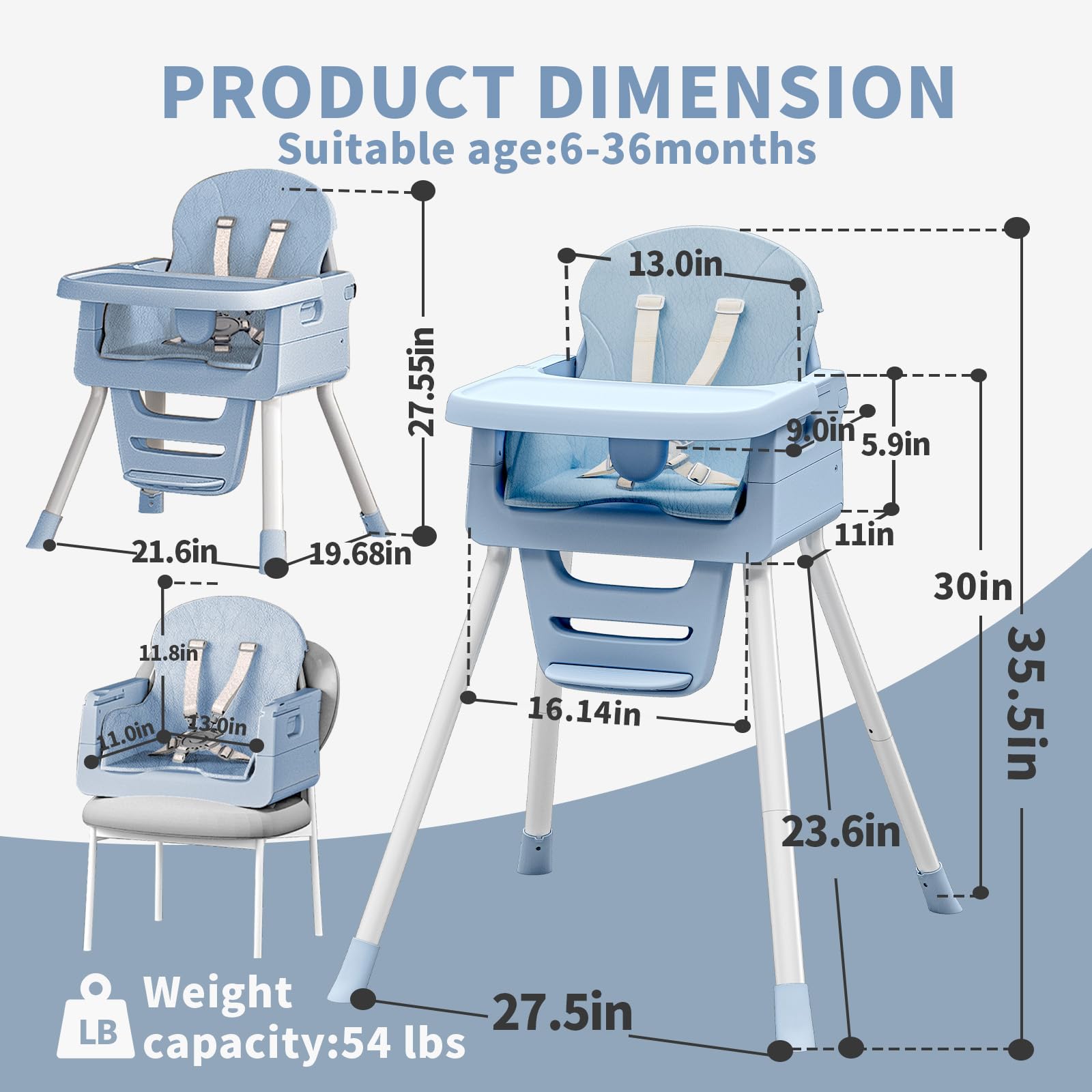 RadiAngl seat dimensions show height and width for space planning.