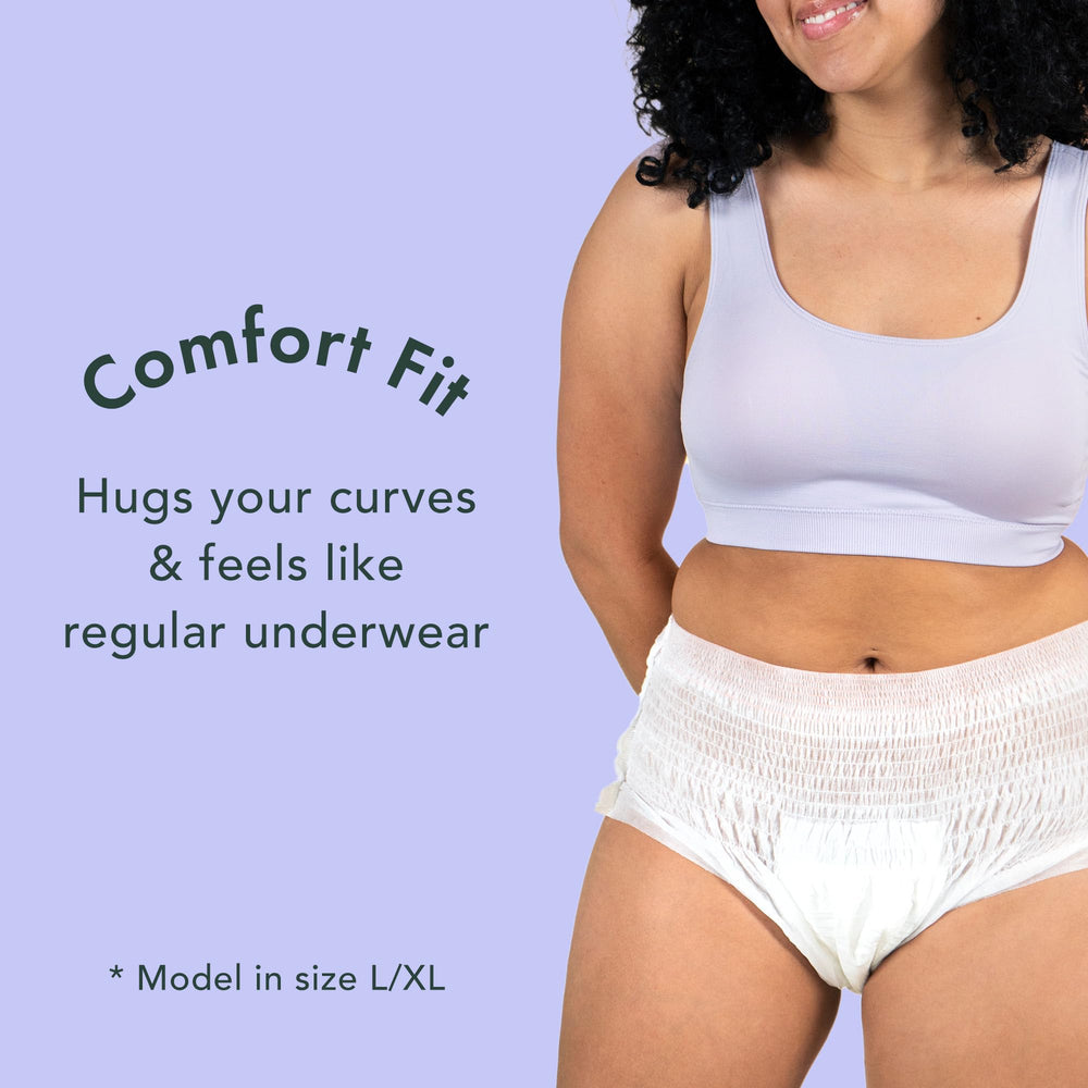 Rael heavy flow and postpartum support image shows extended wear capability.