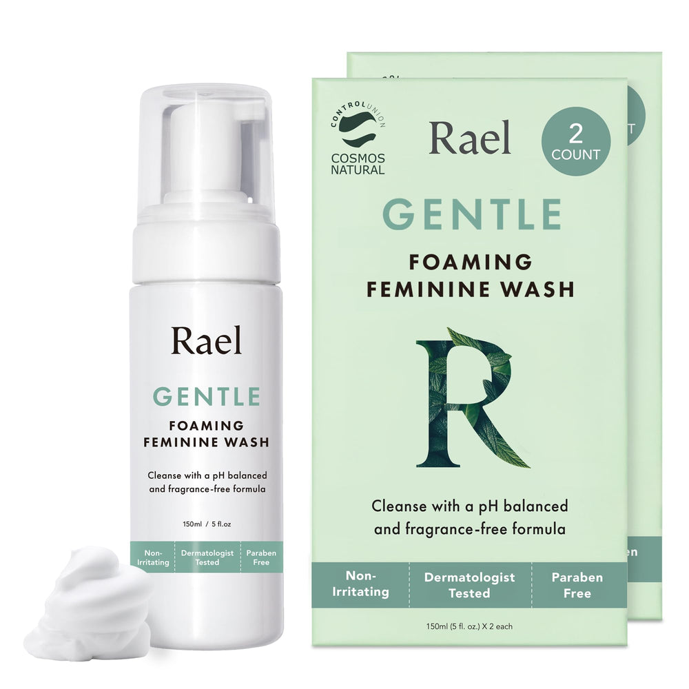 Rael Feminine Wash bottle front view for gentle daily cleansing