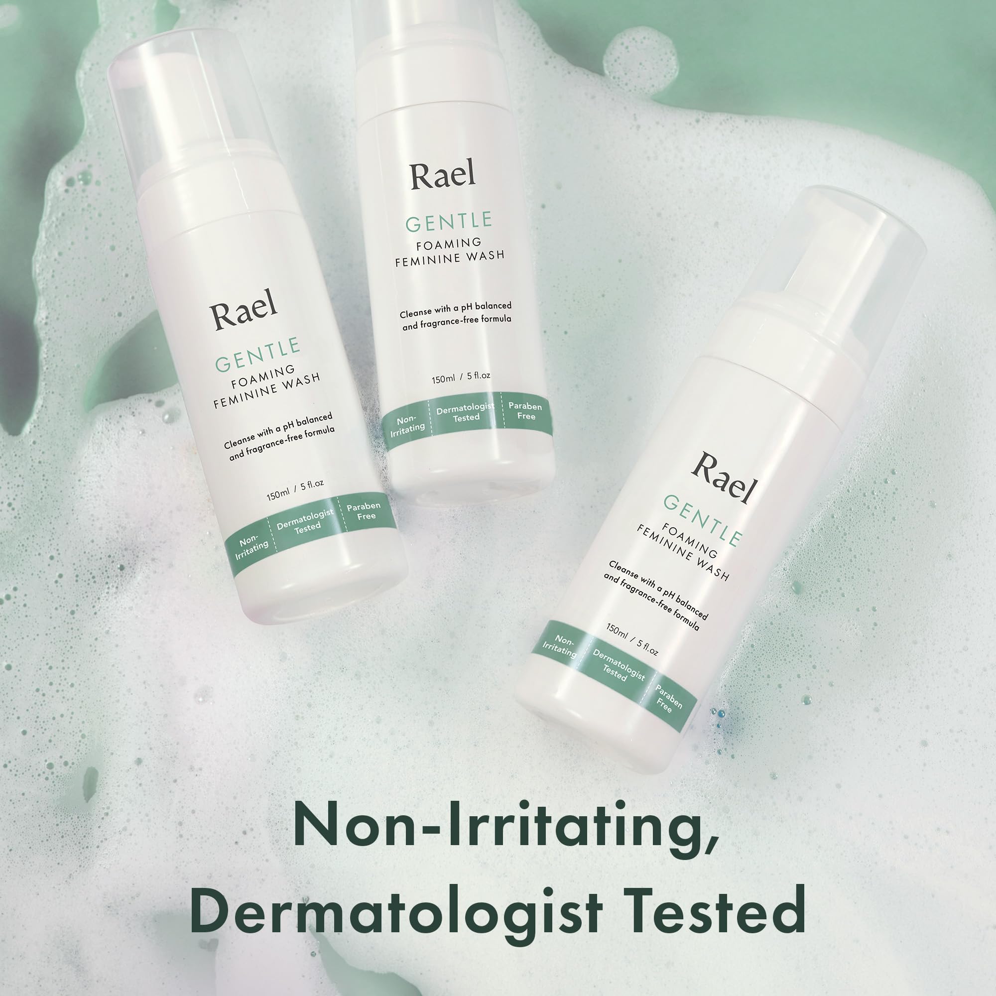 Rael Feminine Wash ingredients list highlighting a clean, natural formula