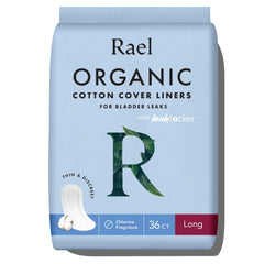 Rael incontinence liners with organic cotton cover for gentle daily comfort.