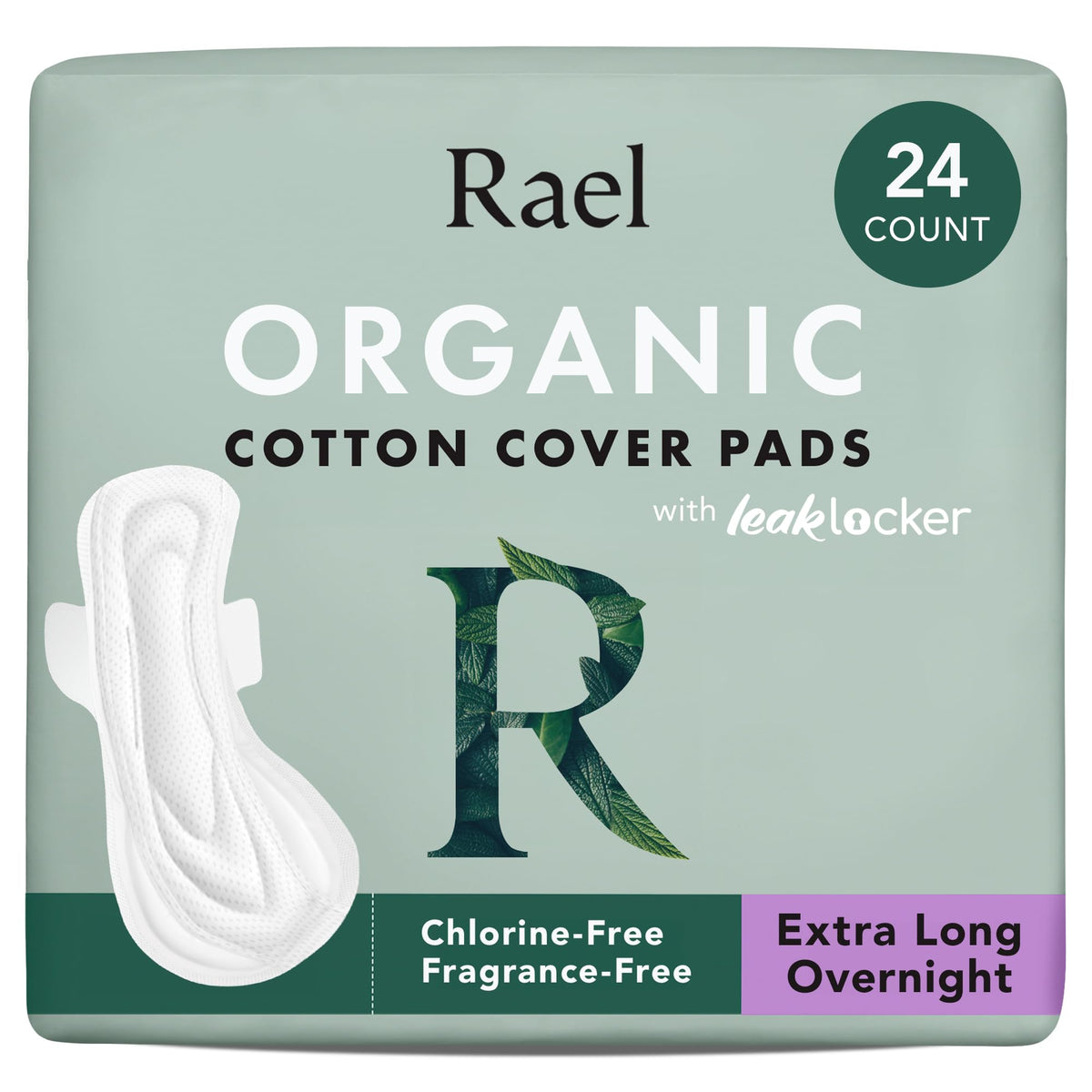 Rael pads with organic cotton top sheet for soft, toxin-free comfort.