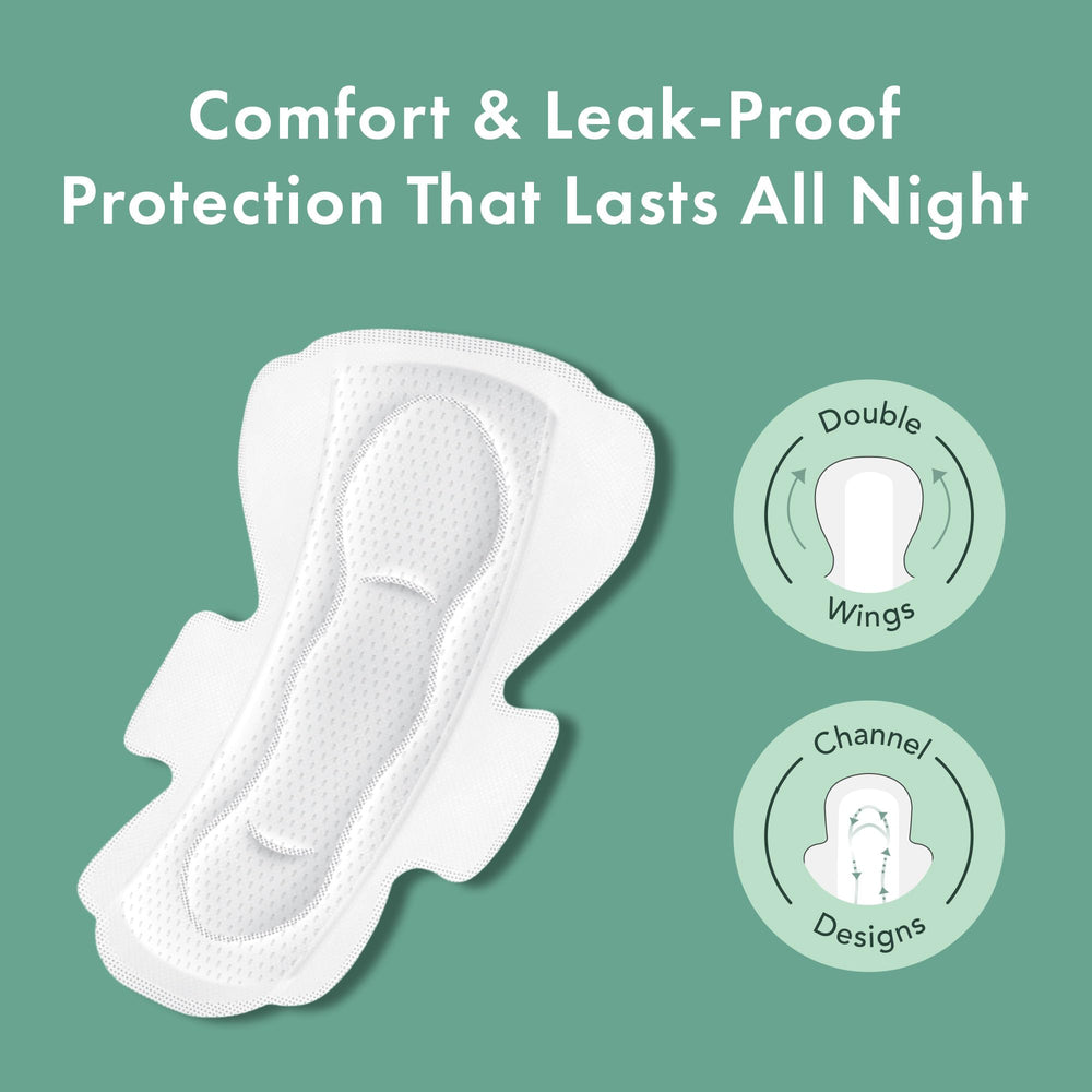 Rael pads with wings show secure fit and leak protection.