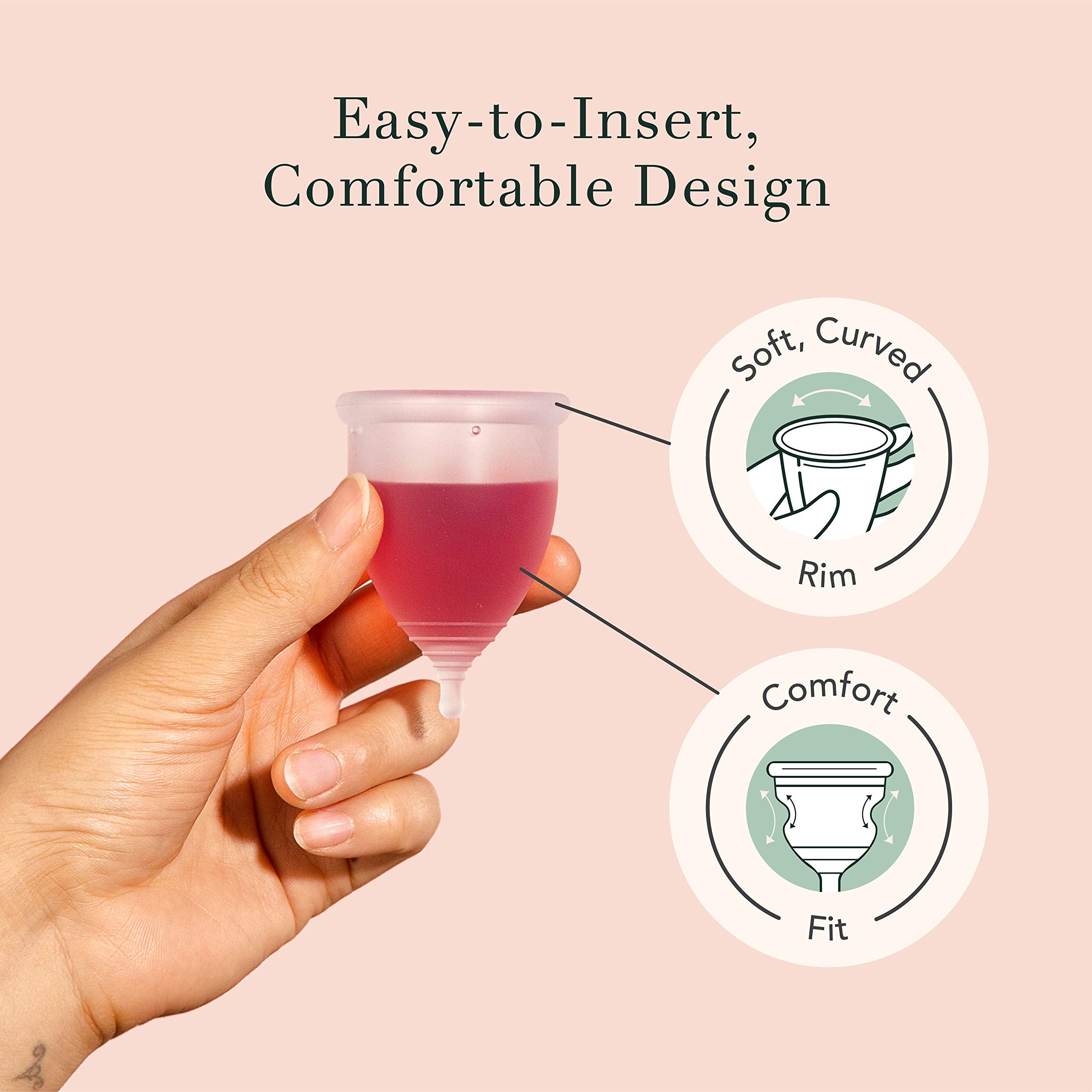 Rael period cup reusable with a carrying pouch for eco-conscious users.
