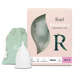 Rael period cup soft silicone offers comfortable insertion and flexible wear.