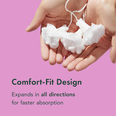 Rael tampons comfort-fit design expands for secure absorption