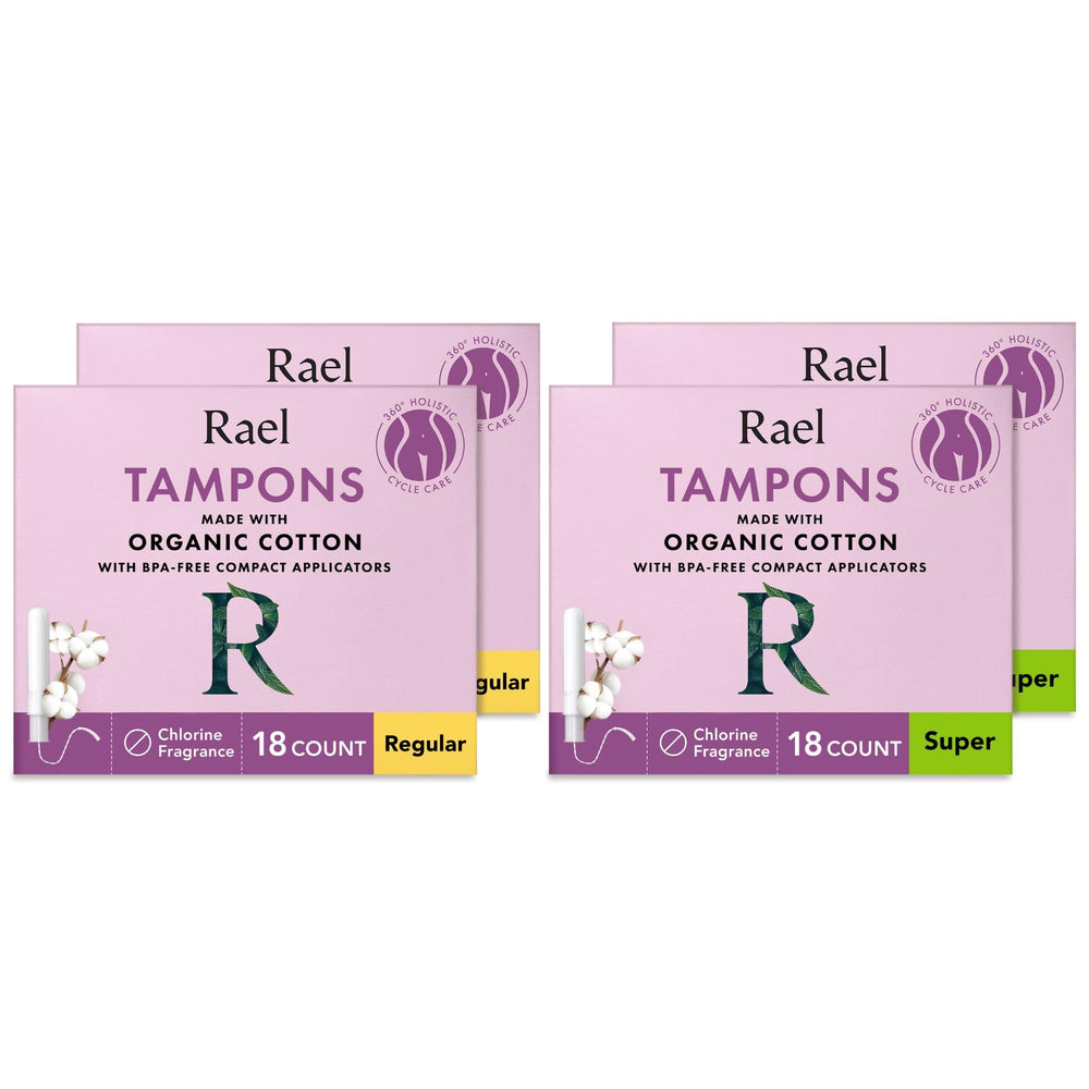Rael tampons compact applicator for discreet daily protection.