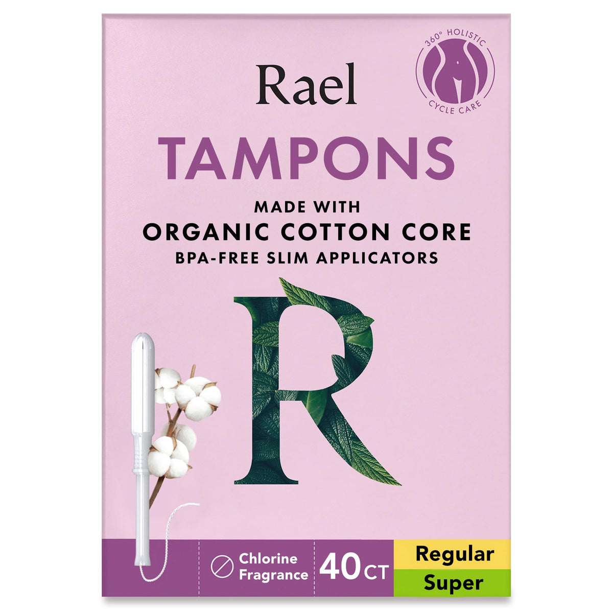 Rael tampons slim applicator with easy insertion and comfort