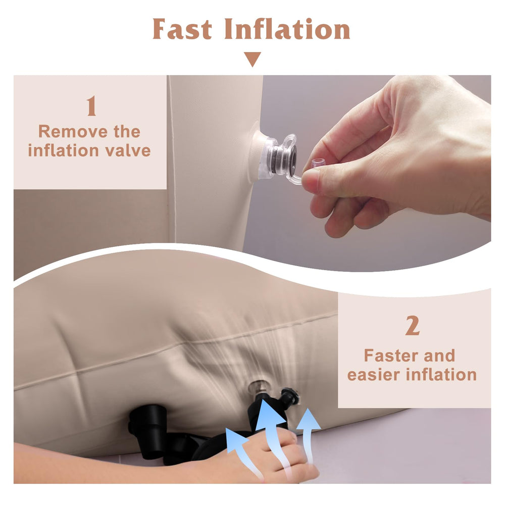 Raganawa inflatable maternity pillow brown ideal for hospital, home, or travel.