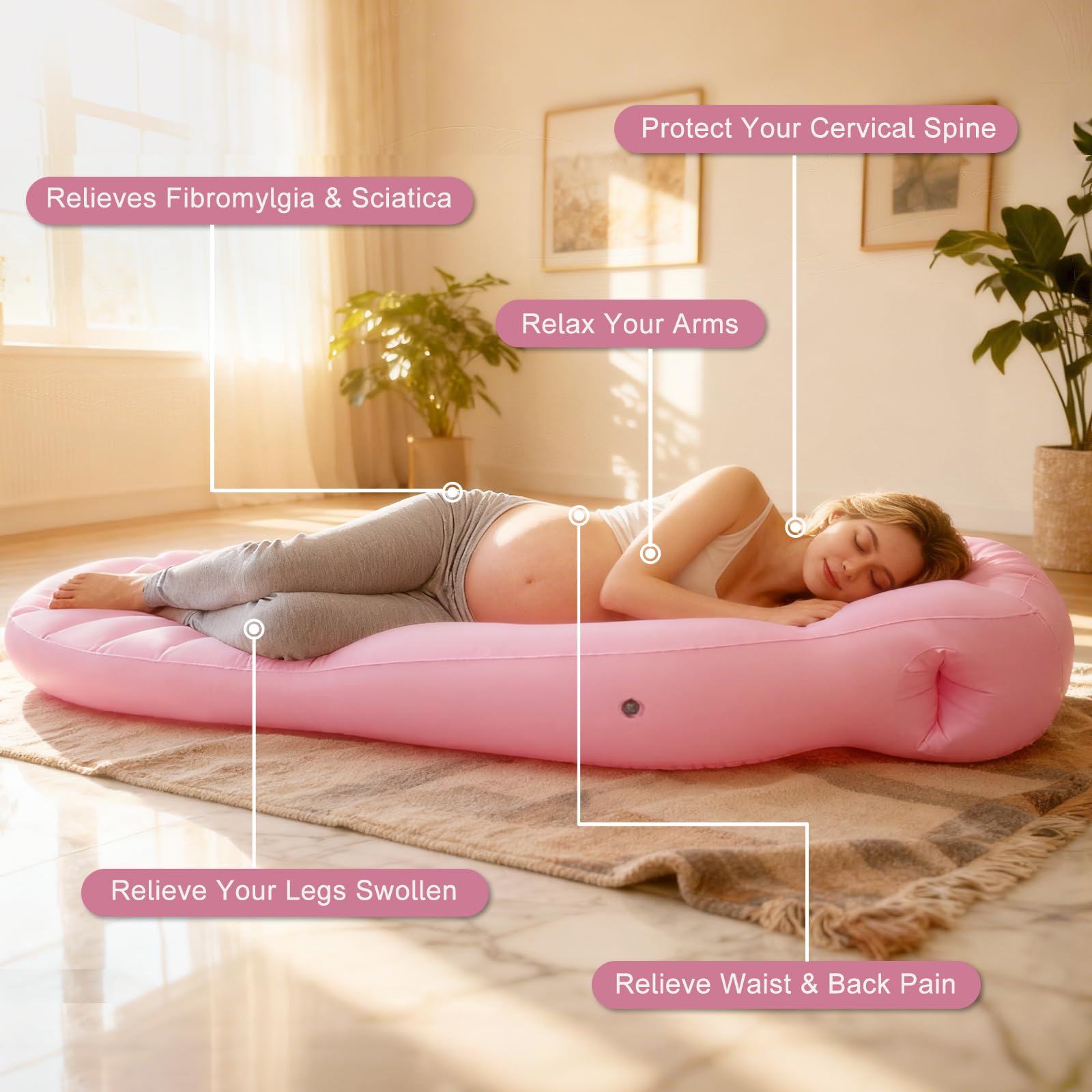 RAGANAWA belly-hole design relieves bump pressure for easier breathing