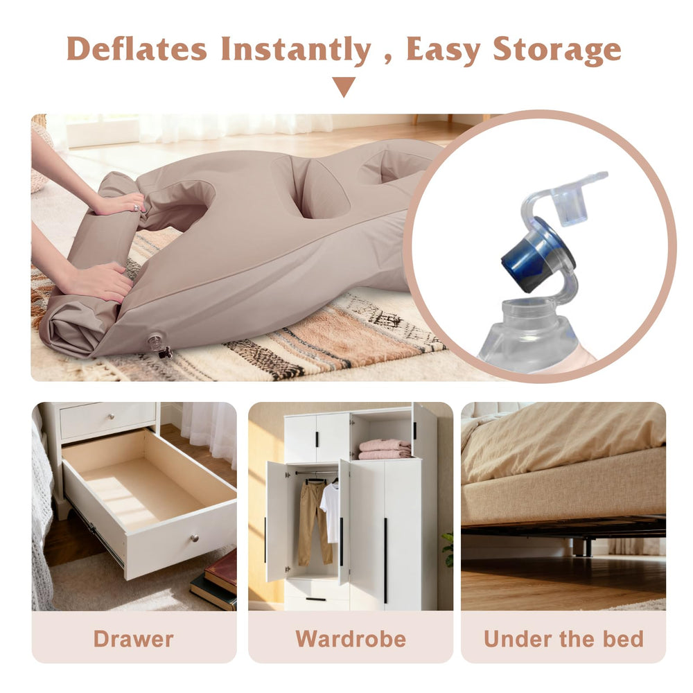Raganawa travel-friendly-airbed brown easy to inflate and deflate.