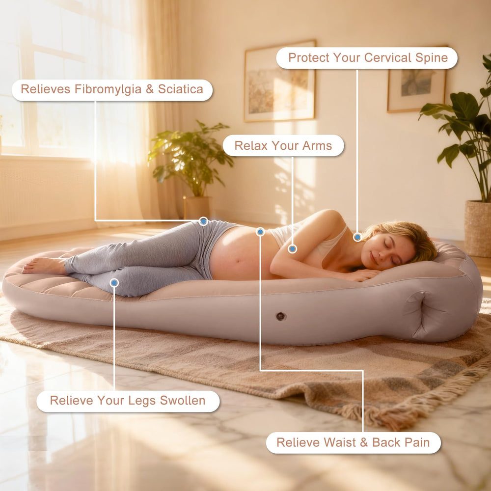 Raganawa pregnancy airbed belly-hole brown relieves belly pressure for growing bump.