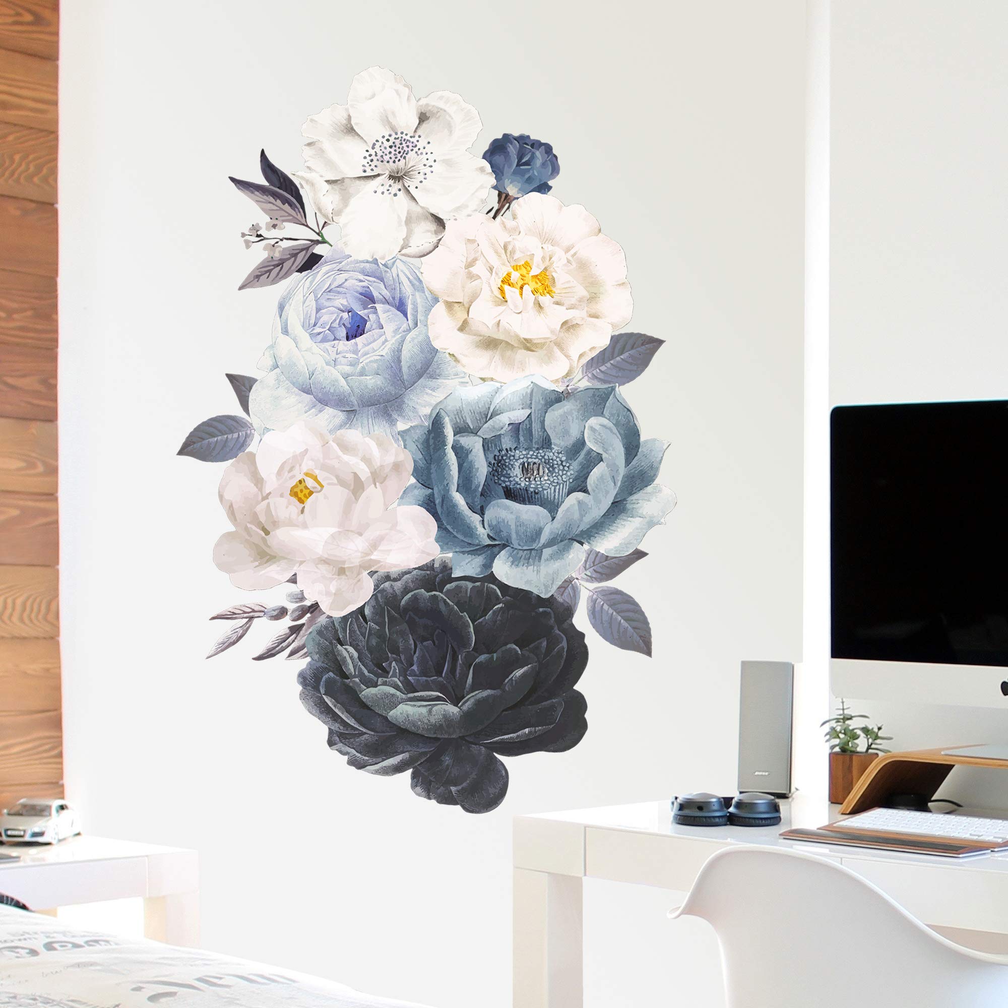 RAINBOW WSK navy blue peony mural perfect behind sofa or bed