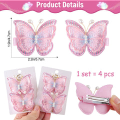 RAINBOW WSK pink butterfly clip on fine infant hair, secure no-pull grip