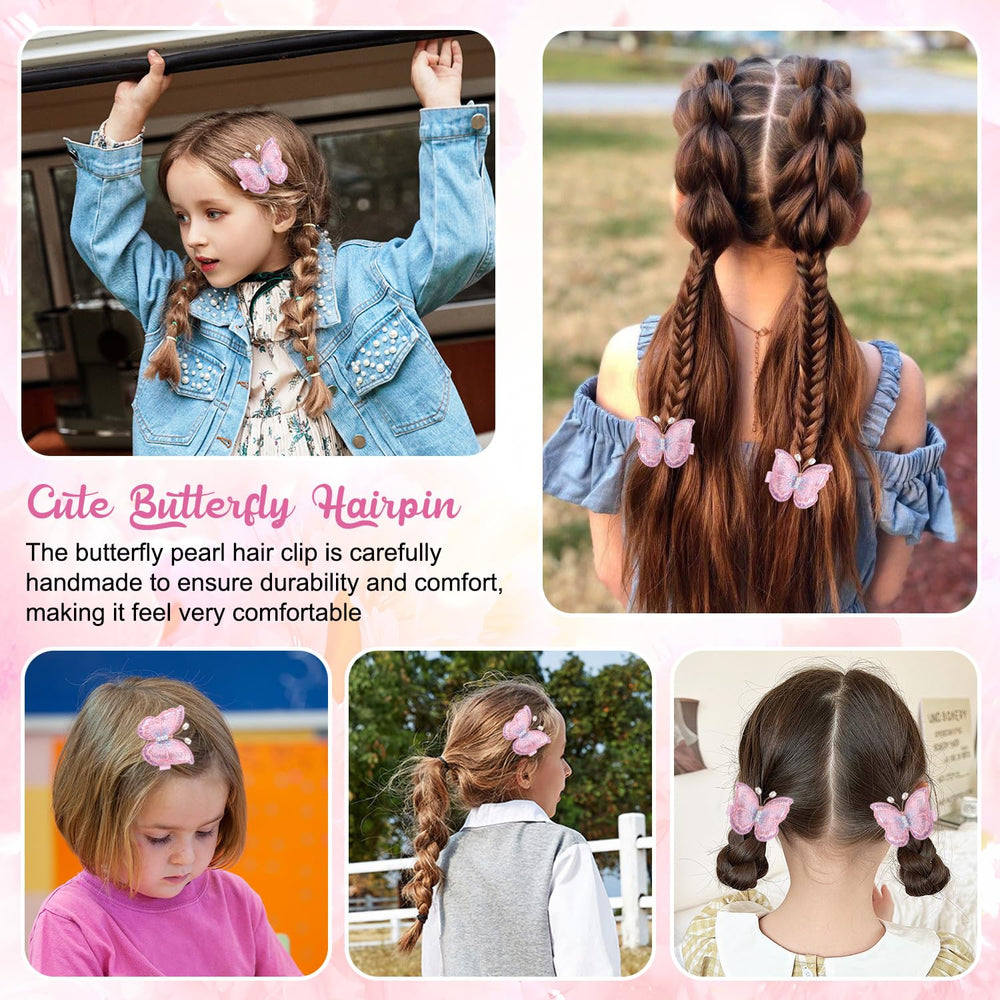 RAINBOW WSK pink lace butterfly clip with metal snap, reliable grip