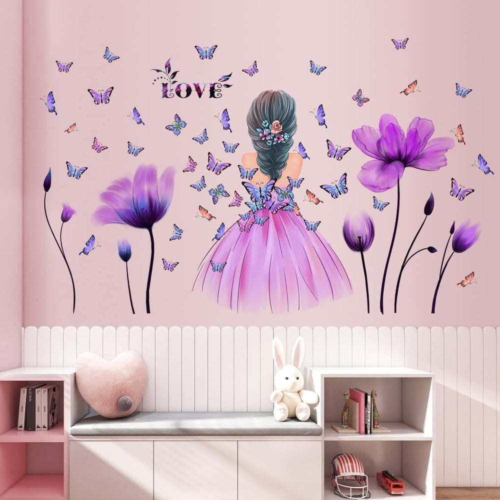 RAINBOW WSK RW-1596 butterfly princess wall sticker sheet 1 elevates nursery decor