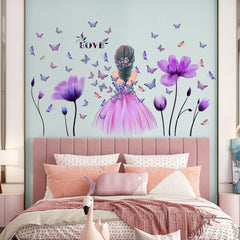 RAINBOW WSK RW-1596 butterfly princess wall sticker sheet 2 suits kids' bedrooms beautifully