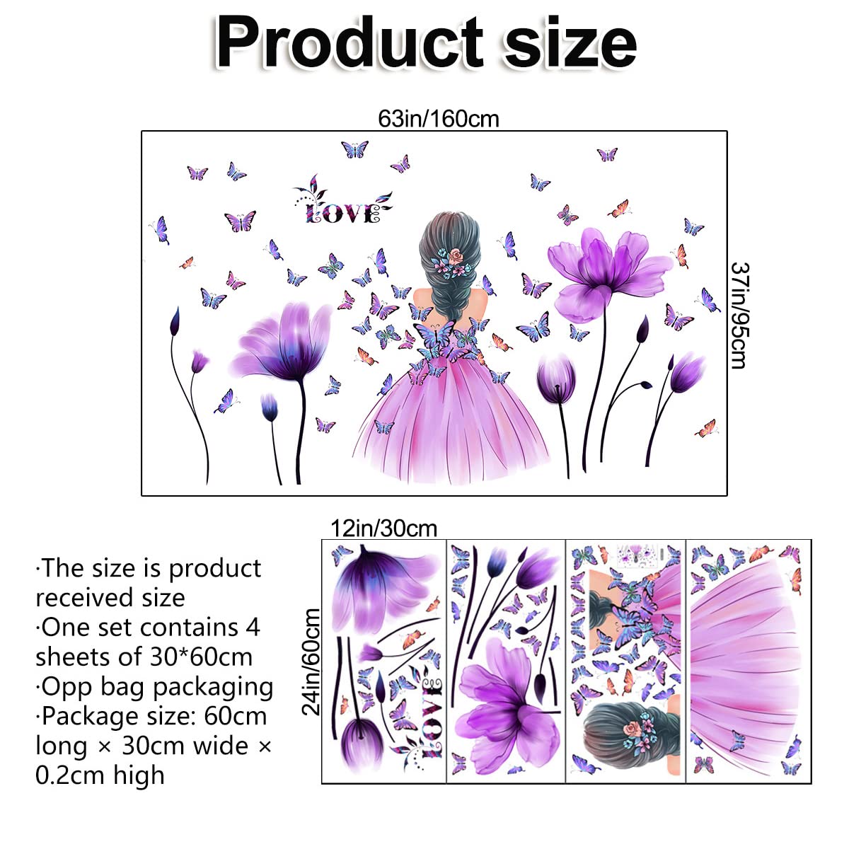 RAINBOW WSK RW-1596 purple tulips wall decal sheet 2 creates a cohesive floral backdrop