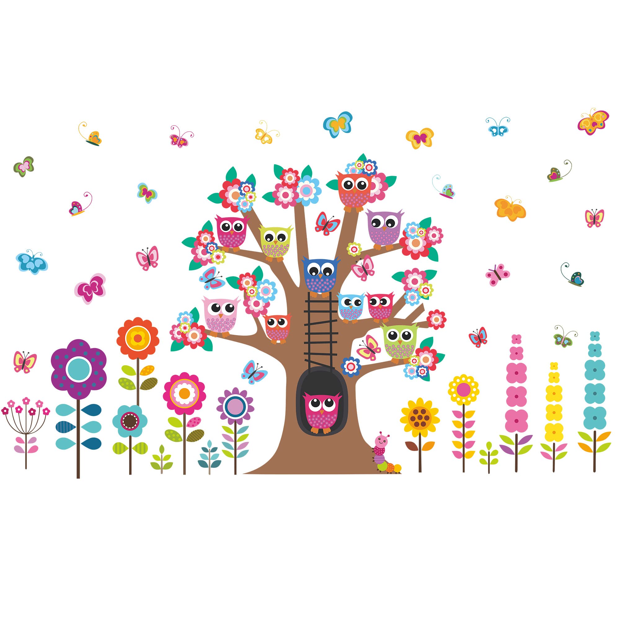 Rainbow WSK RW-C321 dancing butterflies and flowers wall art for play areas