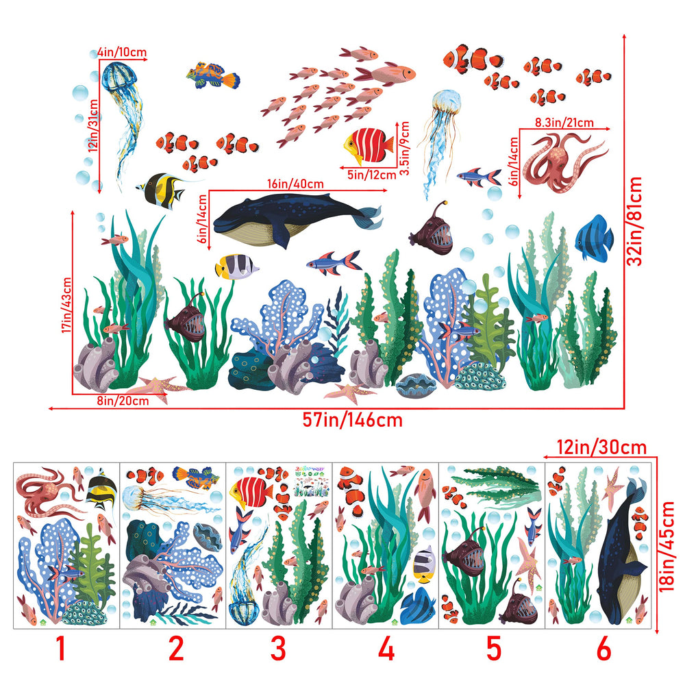 RAINBOW WSK RW-1029 ocean animals sheet 2 easy to reposition for quick room updates
