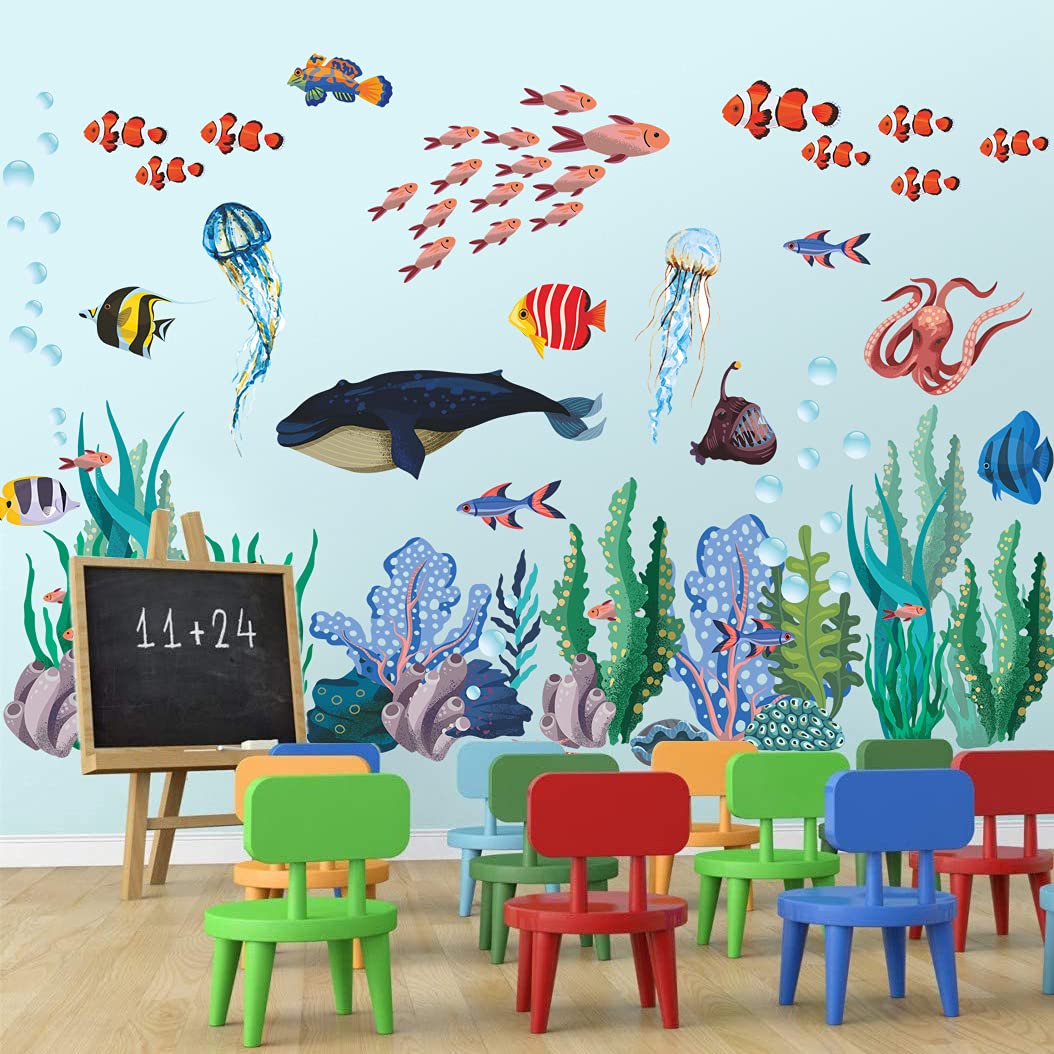 RAINBOW WSK RW-1029 ocean animals sheet 4 features whales and jellyfish, DIY friendly decor