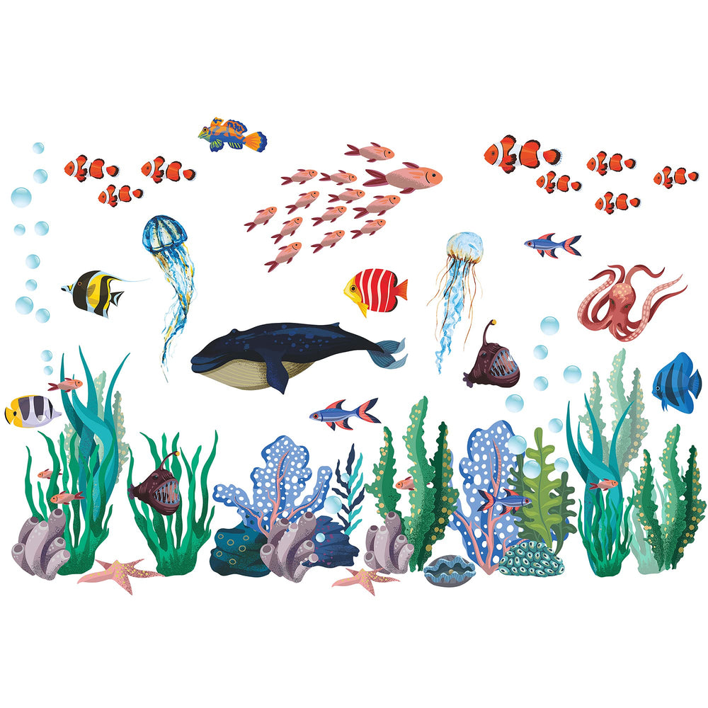 RAINBOW WSK RW-1029 ocean animals sheet 8 in watercolor tones softens kid spaces