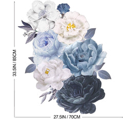 RAINBOW WSK watercolor peony wall stickers in navy tones for nursery ambience
