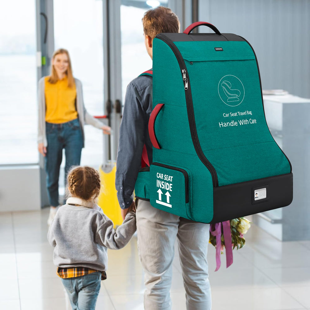 RAINSMORE bag sits on airport conveyor for easy bag identification.