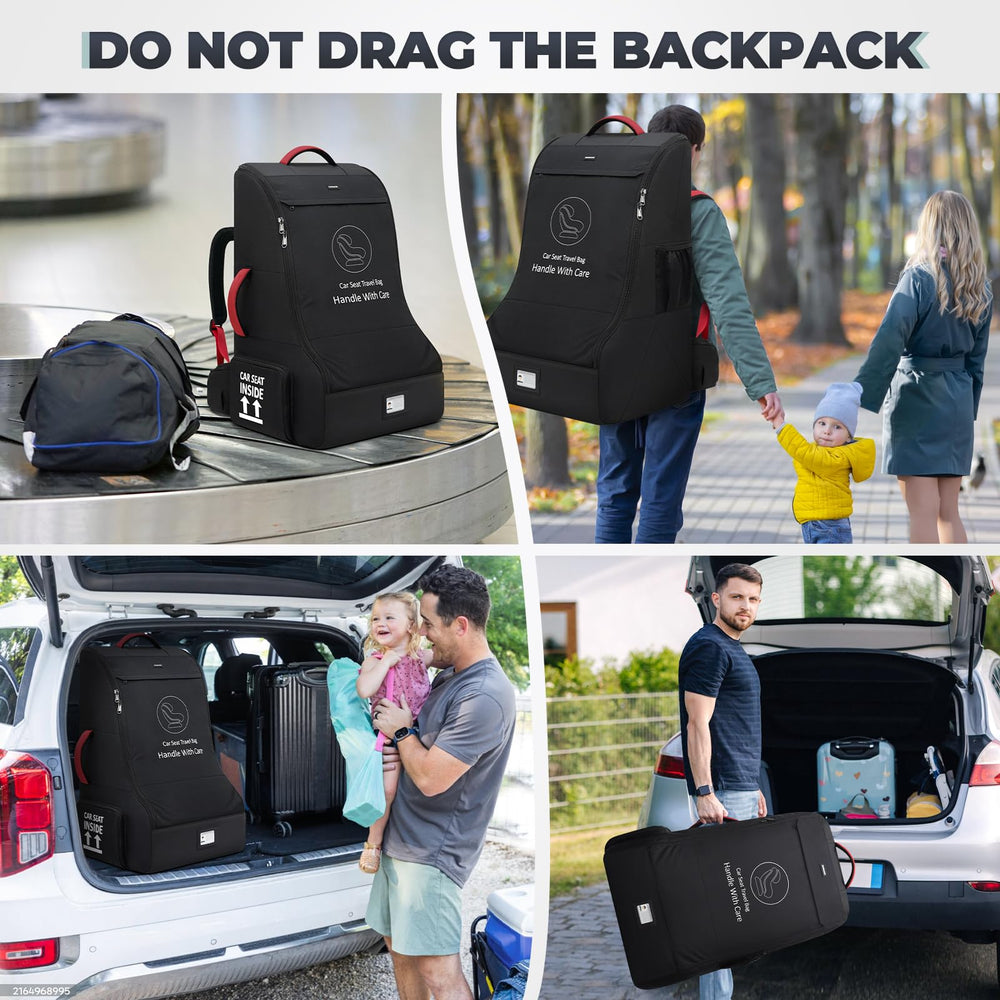 RAINSMORE card-slot car seat travel bag helps ID at the belt