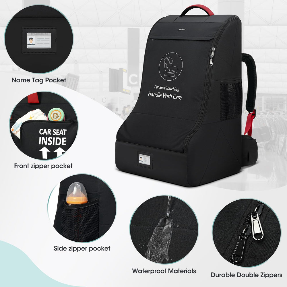 RAINSMORE dual-zipper car seat travel bag for secure access