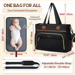 RAINSMORE tote front pockets keep bottles and small items organized.