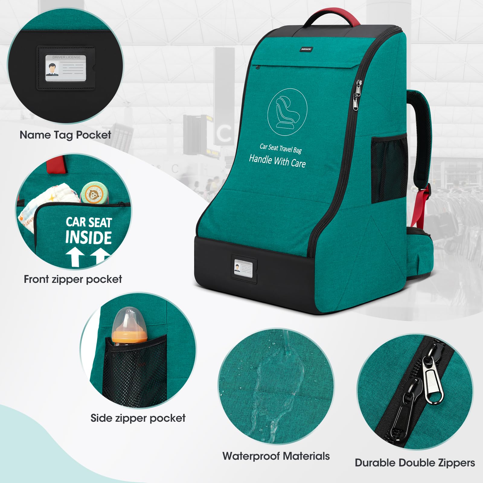 RAINSMORE waist pocket provides quick access to passport and phone.