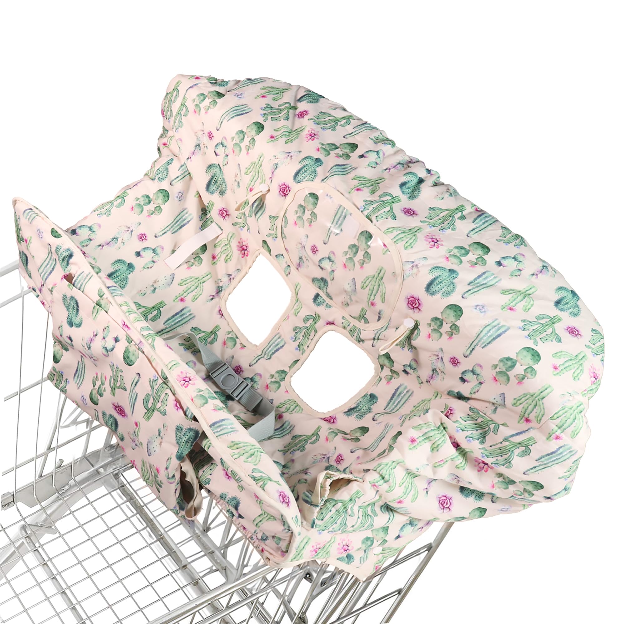Raising Willow cactus cart cover with toy loops for on-the-go play