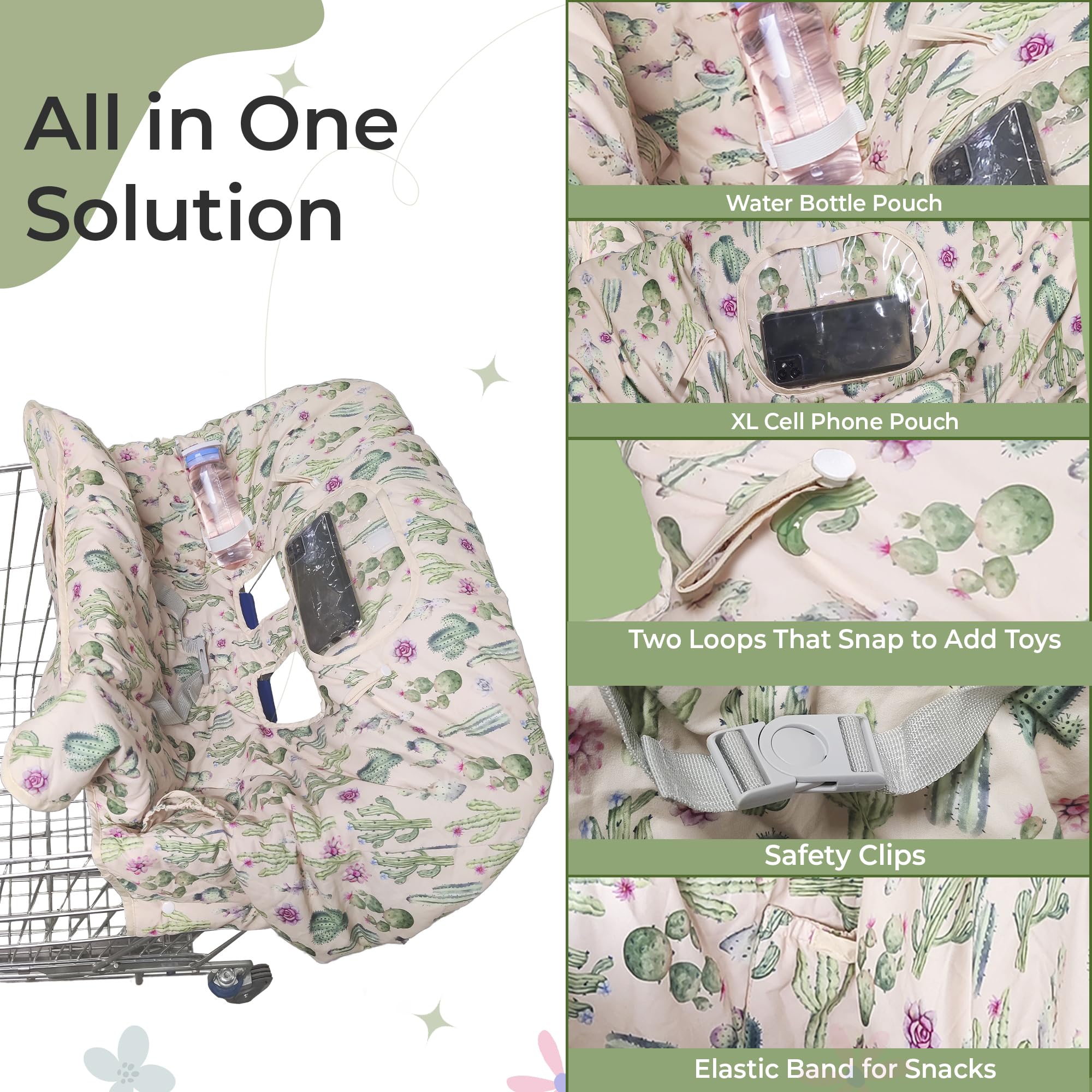 Raising Willow cactus cart cover featuring XL cell phone pouch
